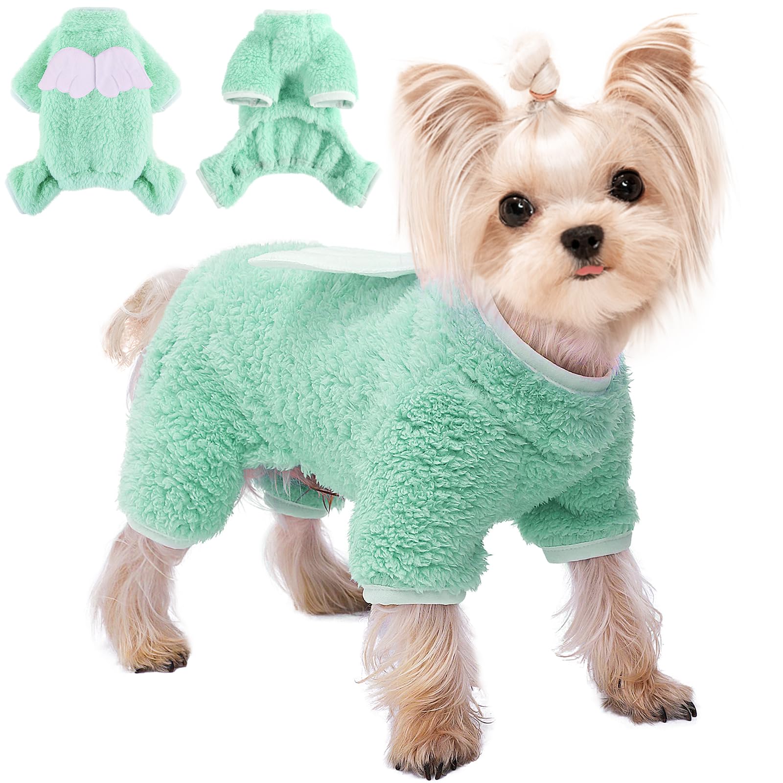 Warm Fleece Pajamas for Small Dogs & Cats – Green